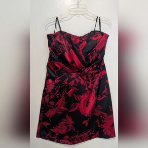 Elegant Black and Red Floral Dress